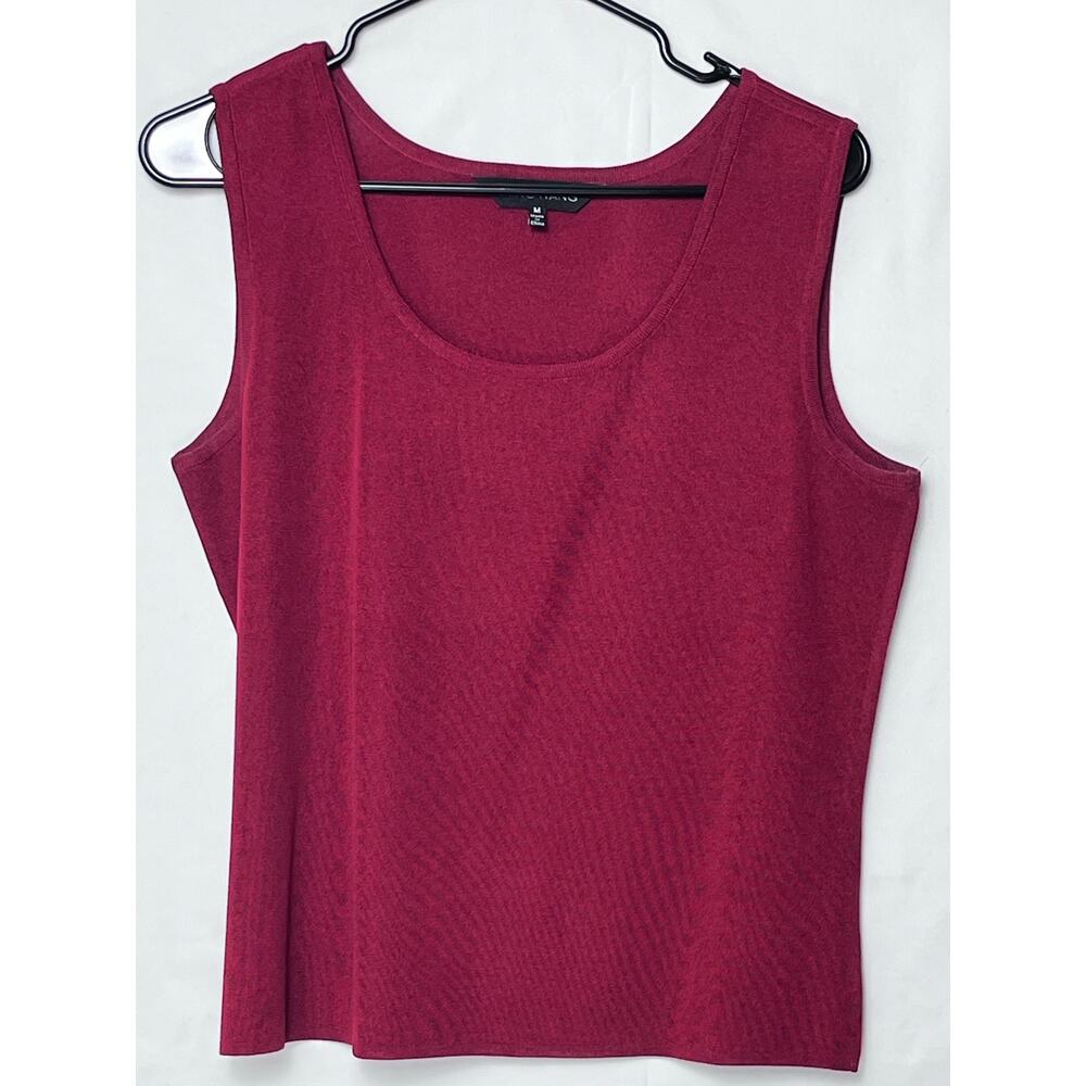 Ming Wang Women's Size Medium Red Sleeveless Blazer Pull Over Tank Top